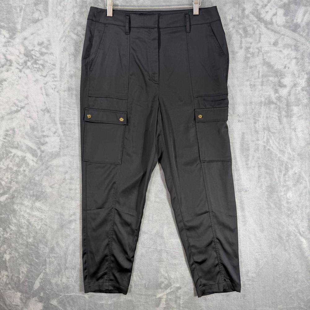 New White House Black Market Tapered Utility Cargo Pants Womens Size 10 Black